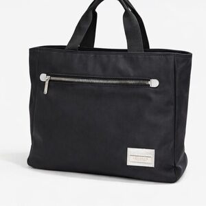 Versace Black Nylon Tote Bag | Silver Hardware Logo NWT